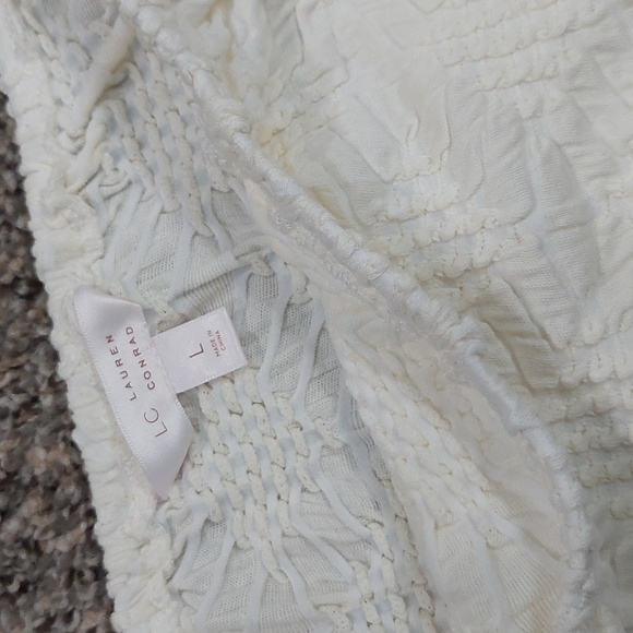 Lauren Conrad Boho Beachy Puff Off The Shoulder Off White Womens Size Large - Picture 7 of 9